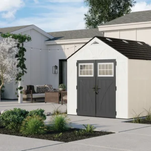 Suncast 100.5 in. W x 122.25 in. D Resin Storage Shed with Double Doors, Made in the USA